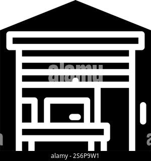 warehouse construction glyph icon vector. warehouse construction sign. isolated contour symbol black illustration. warehouse construction glyph icon vector illustration Stock Vector