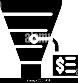 funnel business intelligence filtration system glyph icon vector. funnel business intelligence filtration system sign. isolated contour symbol black illustration. funnel business intelligence filtration system glyph icon vector illustration Stock Vector
