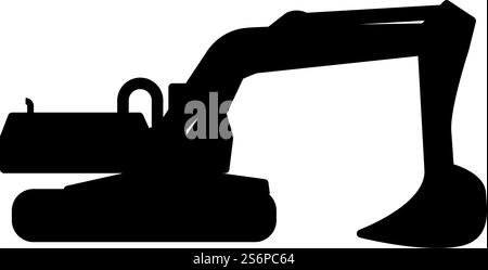 Excavator silhouette Special equipment Dusty digger Building machine icon black color vector illustration flat style simple image. Excavator silhouette Special equipment Dusty digger Building machine icon black color vector illustration flat style image Stock Vector