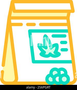 hemp seeds bag color icon vector. hemp seeds bag sign. isolated symbol illustration. hemp seeds bag color icon vector illustration Stock Vector