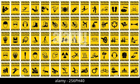 Set Caution Prohibition Sign Symbol on white background Stock Vector