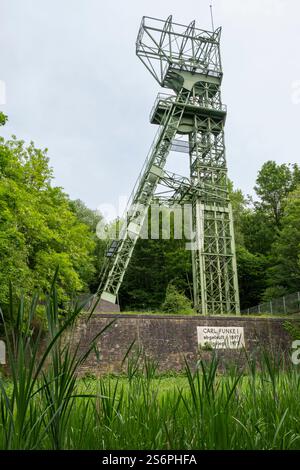 Germany, North Rhine-Westphalia, Ruhr area, Essen, Heisingen, headframe of the former Carl Funke colliery, coal mine Stock Photo