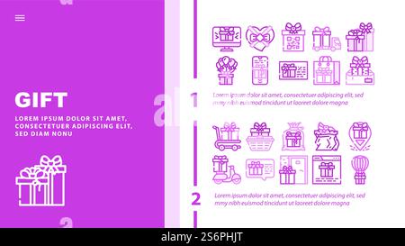 Gift Package Surprise On Holiday Landing Web Page Header Banner Template Vector. Gift Box And Container Packaging, Delivery Service And Carrying, Online Purchase Discount Coupon Present Illustration. Gift Package Surprise On Holiday Landing Header Vector Stock Vector