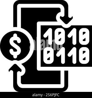 converting digital money into paper glyph icon vector. converting digital money into paper sign. isolated contour symbol black illustration. converting digital money into paper glyph icon vector illustration Stock Vector