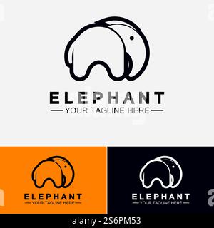 Elephant Logo Vector Illustrator Design Template Stock Vector