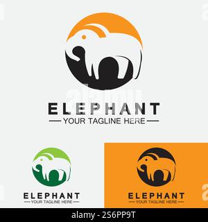 Elephant Logo Vector Illustrator Design Template Stock Vector