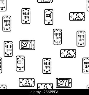 Viewfinder Smartphone Function Vector Seamless Pattern Thin Line Illustration. Viewfinder Smartphone Function Vector Seamless Pattern Stock Vector