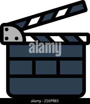 Clapperboard Icon. Editable Bold Outline With Color Fill Design. Vector Illustration. Stock Vector