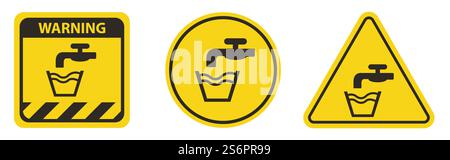 Caution Not Drinking Water Symbol Sign Isolate On White Background Stock Vector