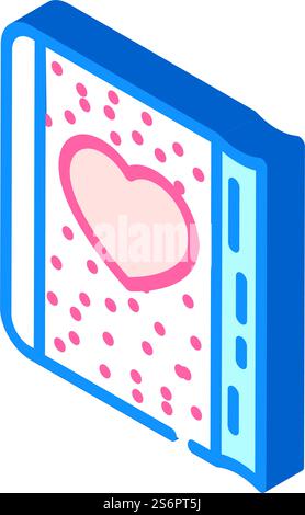 fluffy diary with heart isometric icon vector. fluffy diary with heart sign. isolated symbol illustration. fluffy diary with heart isometric icon vector illustration Stock Vector