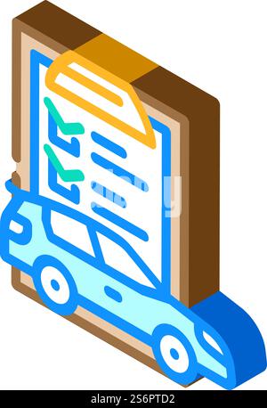 check list car service isometric icon vector. check list car service sign. isolated symbol illustration. check list car service isometric icon vector illustration Stock Vector