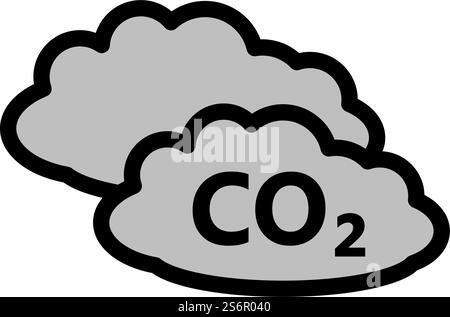 CO 2 Cloud Icon. Editable Bold Outline With Color Fill Design. Vector Illustration. Stock Vector
