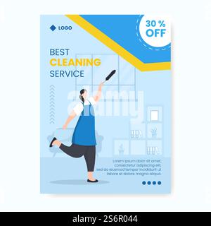Home Cleaning Service Poster Editable of Square Background Suitable for Social media, Feed, Card, Greetings, Print and Web Internet Ads Stock Vector