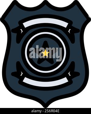 Police Badge Icon. Editable Outline With Color Fill Design. Vector ...