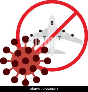 Prevention of Coronavirus Disease 2019 (COVID-19). Flight Cancelled Icon. Flat Color Design. Vector Illustration. Stock Vector
