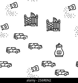 Funeral Dead Ceremony Vector Seamless Pattern Thin Line Illustration. Funeral Dead Ceremony Vector Seamless Pattern Stock Vector