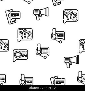 Speak Conversation And Discussion Vector Seamless Pattern Thin Line Illustration. Speak Conversation And Discussion Vector Seamless Pattern Stock Vector