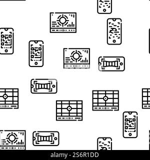 Viewfinder Smartphone Function Vector Seamless Pattern Thin Line Illustration. Viewfinder Smartphone Function Vector Seamless Pattern Stock Vector