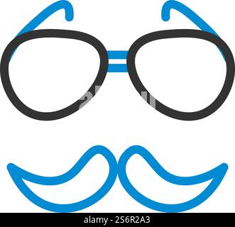 Glasses And Mustache Icon. Editable Bold Outline With Color Fill Design. Vector Illustration. Stock Vector