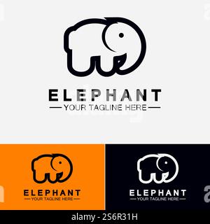 Elephant Logo Vector Illustrator Design Template Stock Vector
