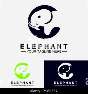 Elephant Logo Vector Illustrator Design Template Stock Vector