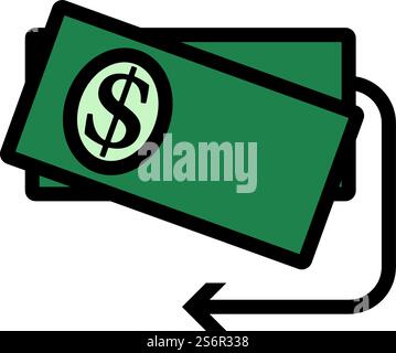 Cash Back Dollar Banknotes Icon. Editable Bold Outline With Color Fill Design. Vector Illustration. Stock Vector