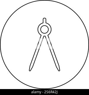 Divider circulus Circinus icon in circle round black color vector illustration image outline contour line thin style simple. Divider circulus Circinus icon in circle round black color vector illustration image outline contour line thin style Stock Vector