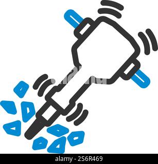 Icon Of Construction Jackhammer. Editable Bold Outline With Color Fill Design. Vector Illustration. Stock Vector