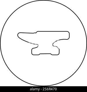 Anvil icon in circle round black color vector illustration image outline contour line thin style simple. Anvil icon in circle round black color vector illustration image outline contour line thin style Stock Vector