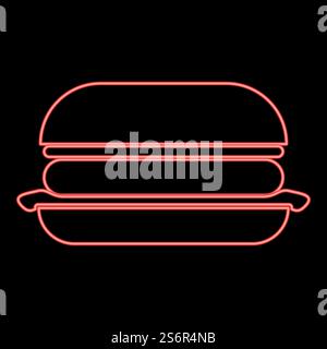 Neon burger red color vector illustration image flat style light. Neon burger red color vector illustration image flat style Stock Vector