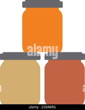 Baby Glass Jars Icon. Flat Color Design. Vector Illustration. Stock Vector