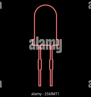 Neon light diode red color vector illustration image flat style light. Neon light diode red color vector illustration image flat style Stock Vector