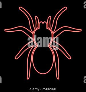 Neon spider or tarantula red color vector illustration image flat style light. Neon spider or tarantula red color vector illustration image flat style Stock Vector