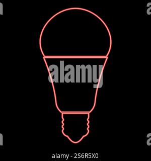 Neon led lightbulb red color vector illustration image flat style light. Neon led lightbulb red color vector illustration image flat style Stock Vector