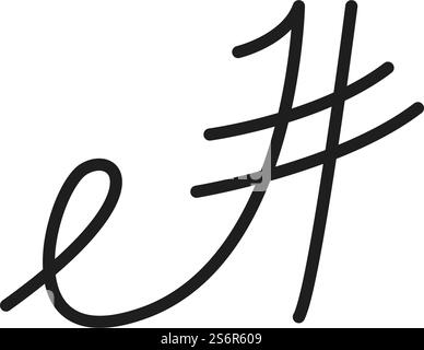 E initial signature handwriting flat design Stock Vector