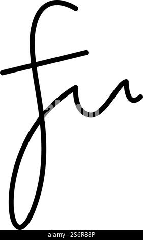 F initial signature handwriting flat design Stock Vector