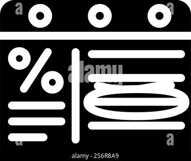 website with discounts glyph icon vector. website with discounts sign. isolated contour symbol black illustration. website with discounts glyph icon vector illustration Stock Vector