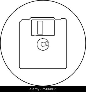 Diskette floppy disk storage concept icon in circle round black color vector illustration image outline contour line thin style simple. Diskette floppy disk storage concept icon in circle round black color vector illustration image outline contour line thin style Stock Vector