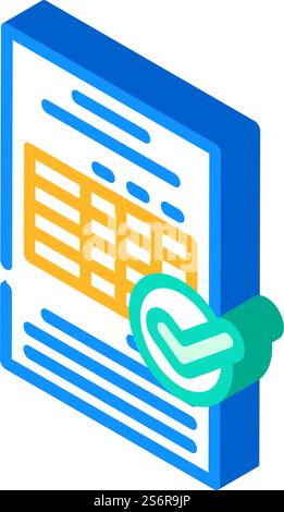 tables or audit compliance isometric icon vector. tables or audit compliance sign. isolated symbol illustration. tables or audit compliance isometric icon vector illustration Stock Vector