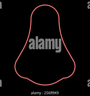 Neon nose red color vector illustration image flat style light. Neon nose red color vector illustration image flat style Stock Vector