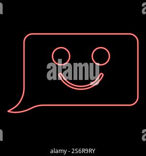 Neon comment smile message red color vector illustration image flat style light. Neon comment smile message red color vector illustration image flat style Stock Vector