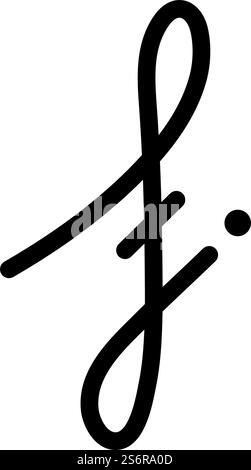 F initial signature handwriting flat design Stock Vector