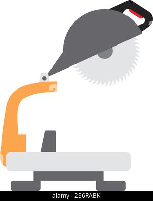 Icon Of Circular End Saw. Flat Color Design. Vector Illustration. Stock Vector