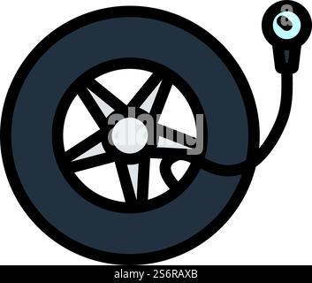 Tire Pressure Gage Icon. Editable Bold Outline With Color Fill Design. Vector Illustration. Stock Vector