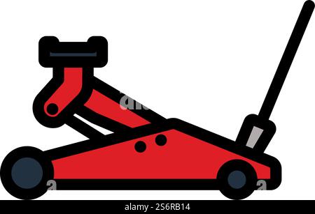 Hydraulic Jack Icon. Editable Bold Outline With Color Fill Design. Vector Illustration. Stock Vector