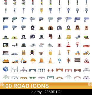 100 road icons set, cartoon style Stock Vector Image & Art - Alamy
