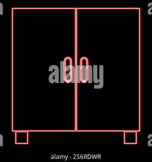 Neon cupboard or cabinet red color vector illustration image flat style light. Neon cupboard or cabinet red color vector illustration image flat style Stock Vector