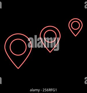 Neon location way red color vector illustration image flat style light. Neon location way red color vector illustration image flat style Stock Vector
