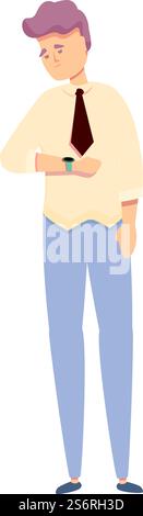 Late for meeting icon cartoon vector. Time watch. Hurry man. Late for meeting icon cartoon vector. Time watch Stock Vector