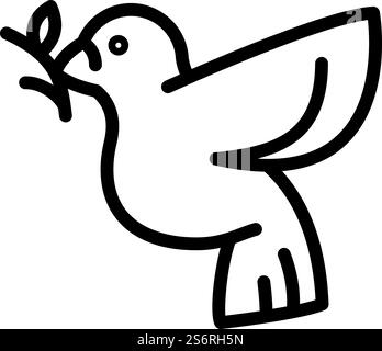 Dove icon. Outline dove vector icon for web design isolated on white background. Dove icon, outline style Stock Vector